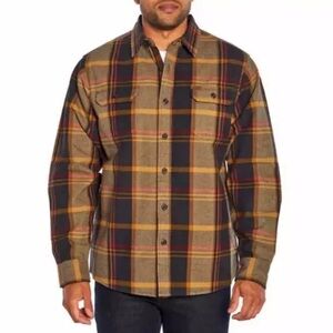 ORVIS Big Bear Heavyweight cotton Flannel Shirt Brown Red Size XL